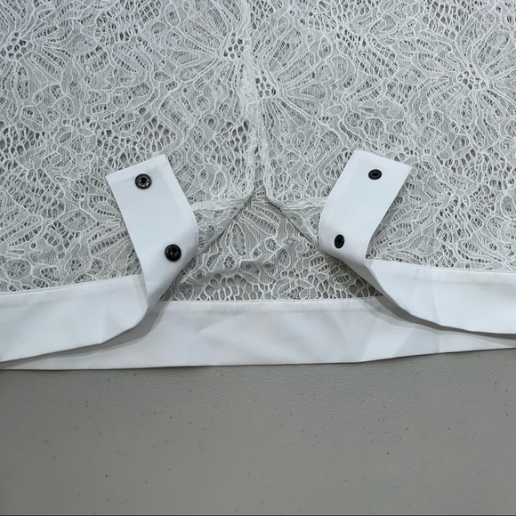 Cabi Top Adult Size S White Sheer Lace Banded Bottom Hem Style 5342 Women - Picture 5 of 9